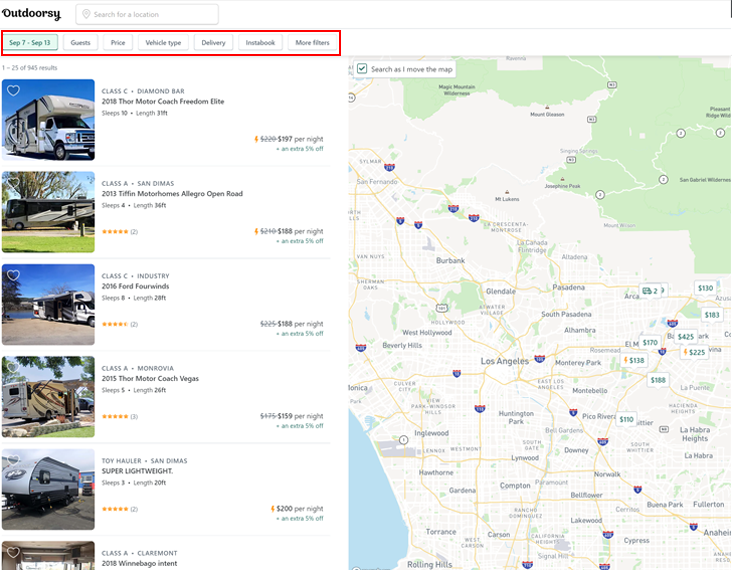 Outdoorsy Search Results