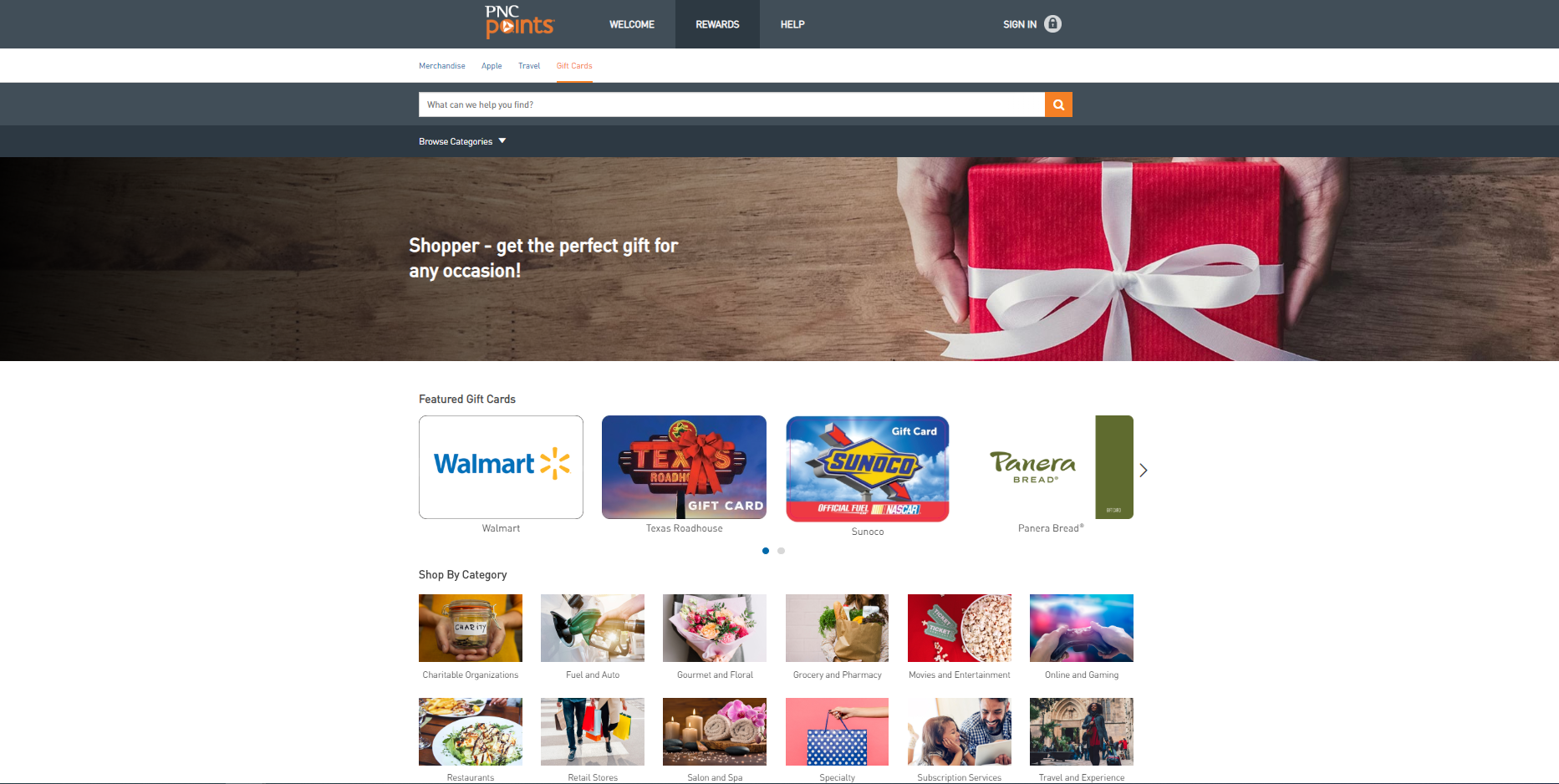 PNC Points Gift Cards