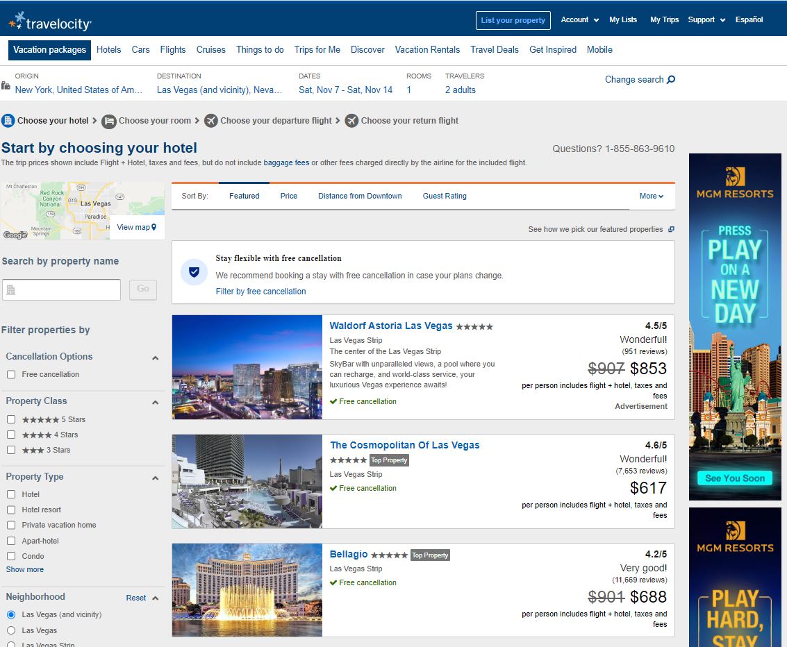 Travelocity Las Vegas Packages