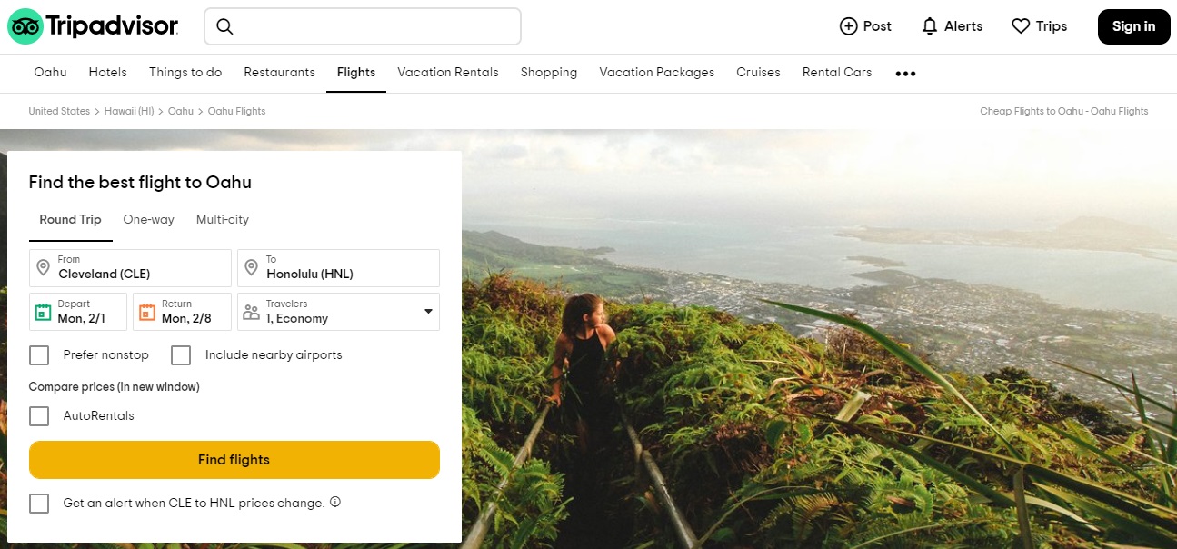 TripAdvisor Flight search