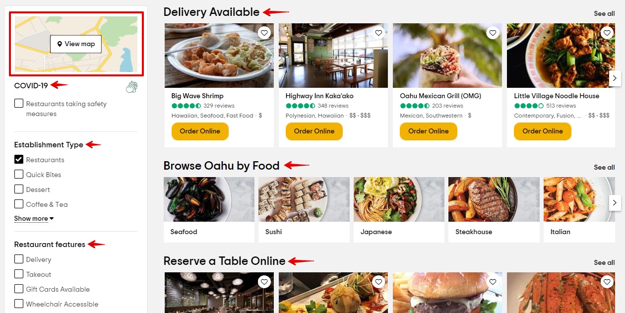 TripAdvisor Restaurants filter