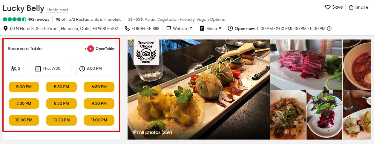 TripAdvisor Restaurants reservation