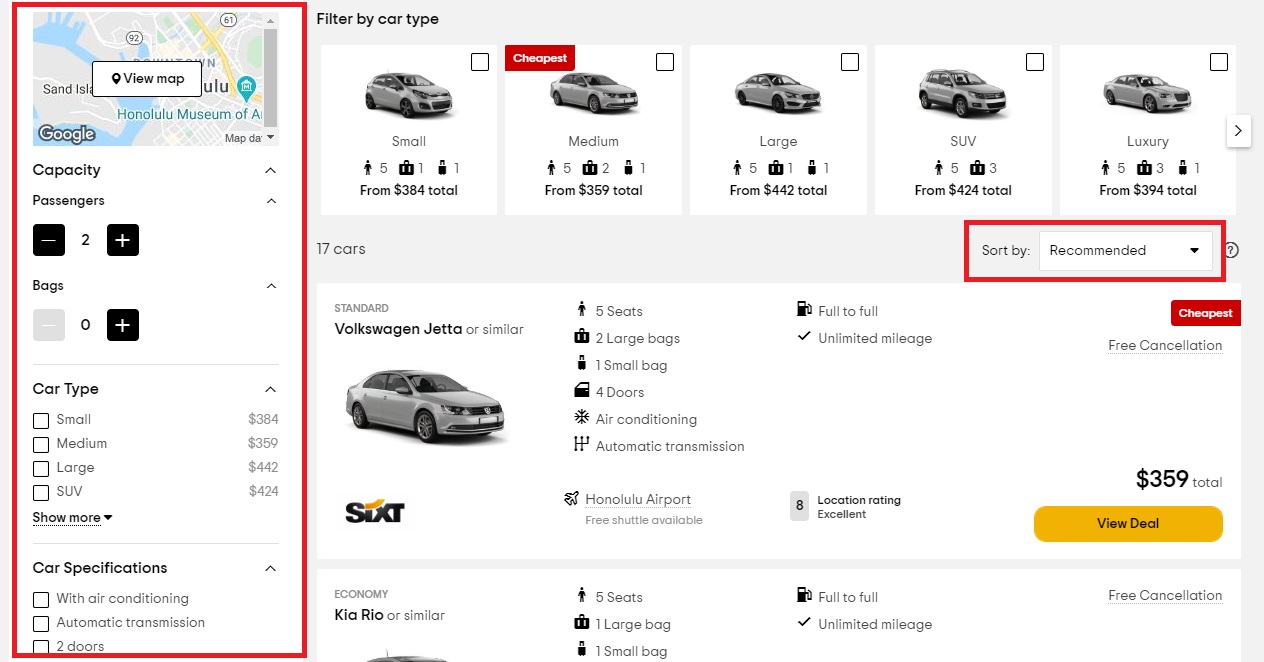 TripAdvisor car rental detail