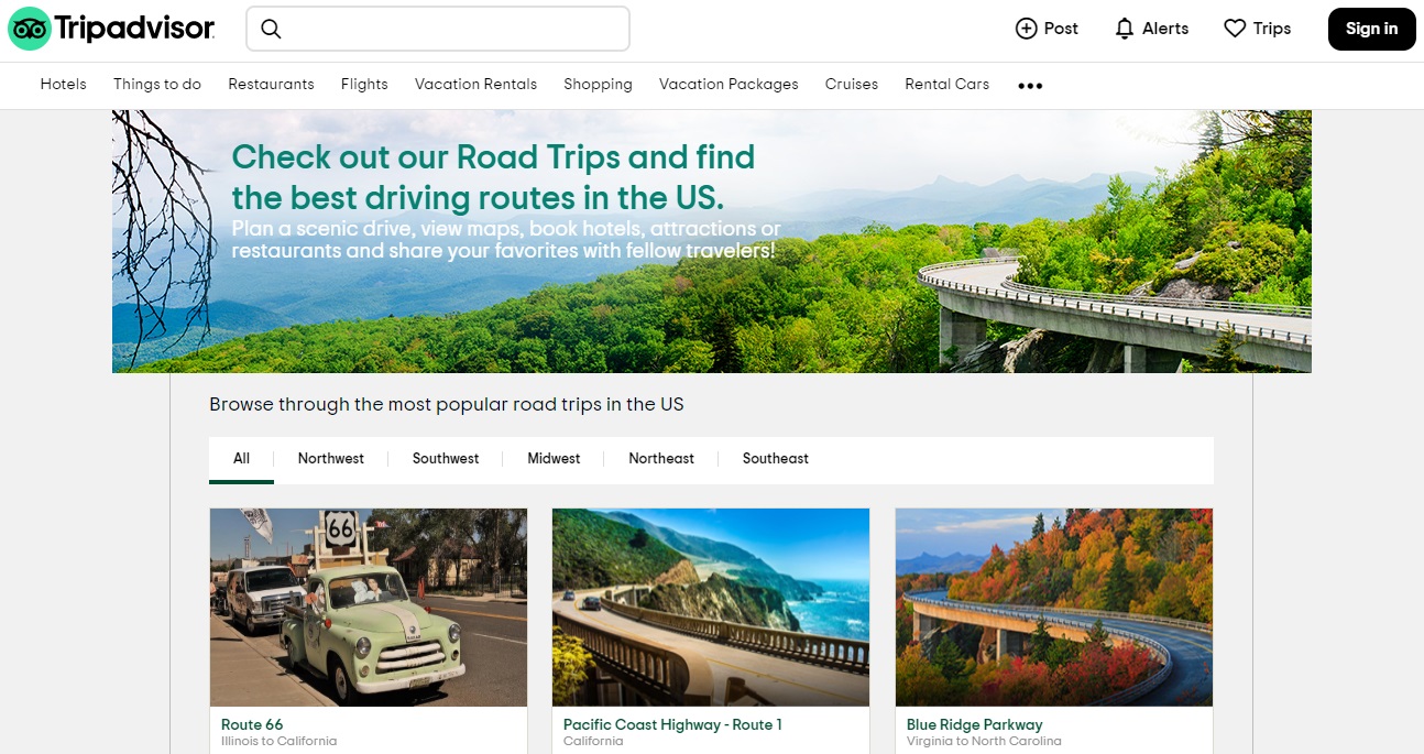 TripAdvisor road trips