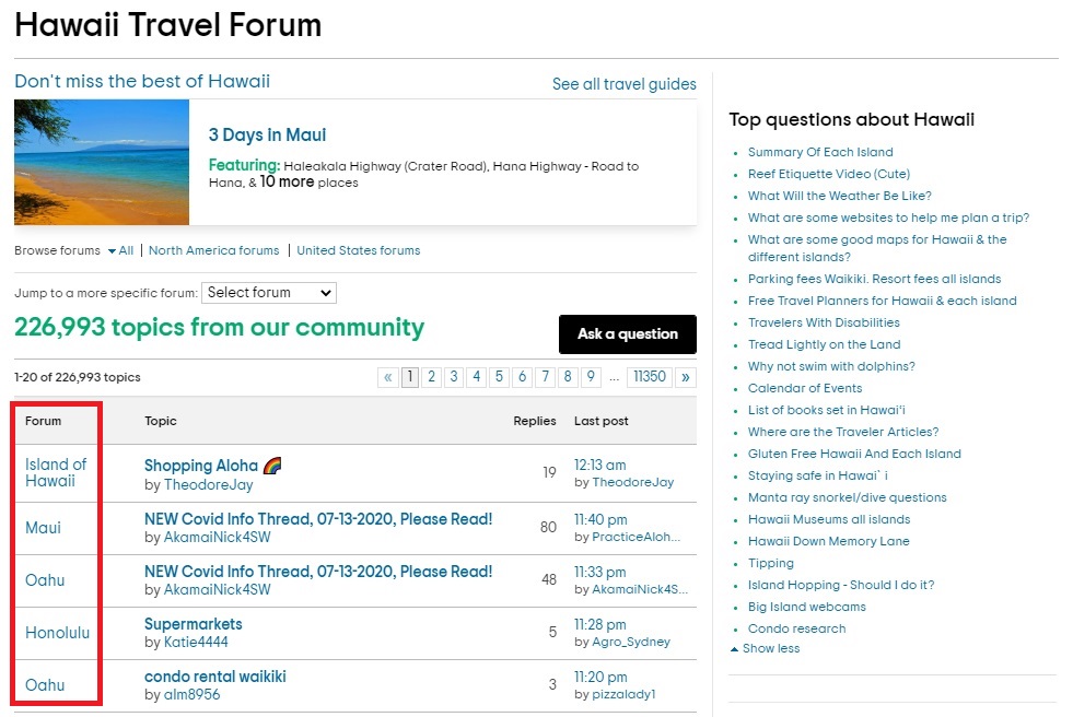 Tripadvisor Hawaii Travel Forum