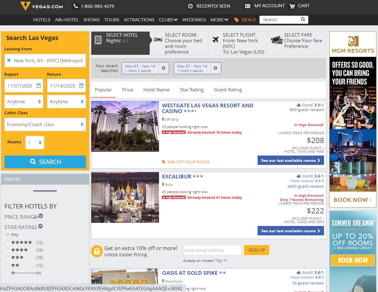 Vegas.com Las Vegas Packages
