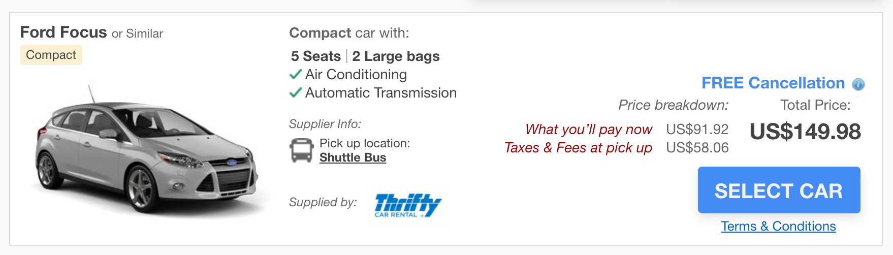 Agoda Car Rental Search Results