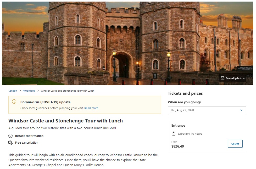 Booking.com attractions detail