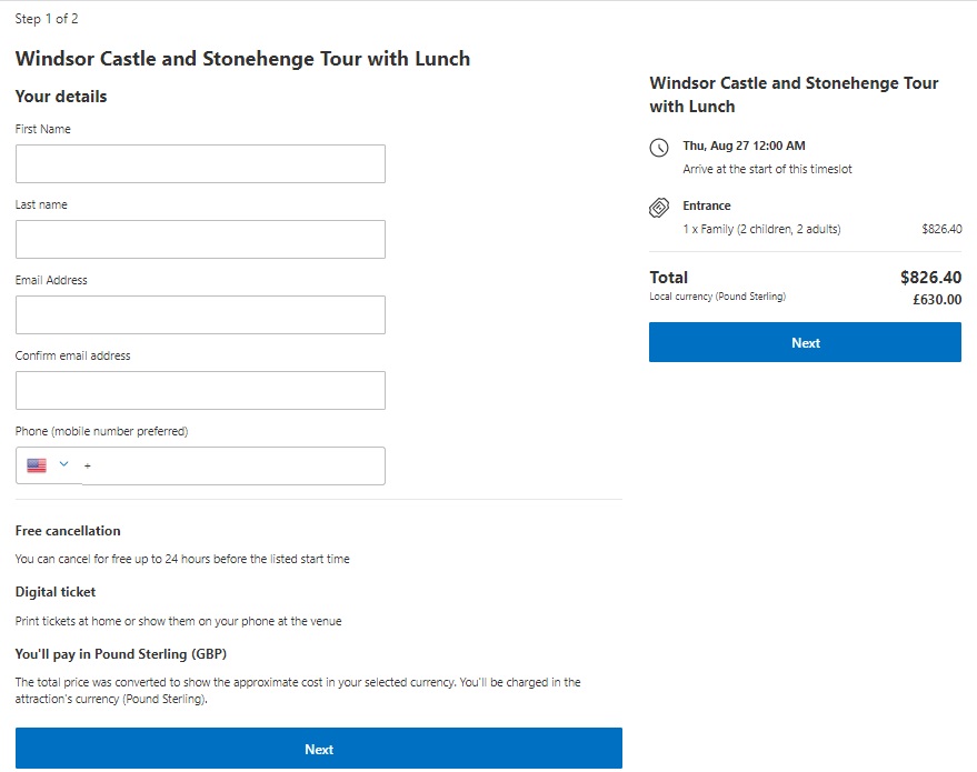 Booking.com attractions step 1