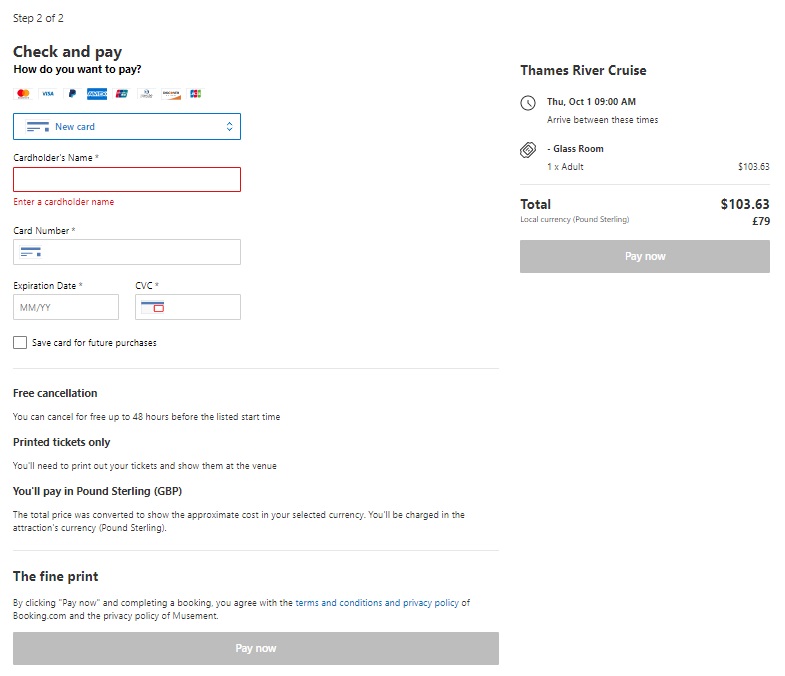 Booking.com attractions step 2
