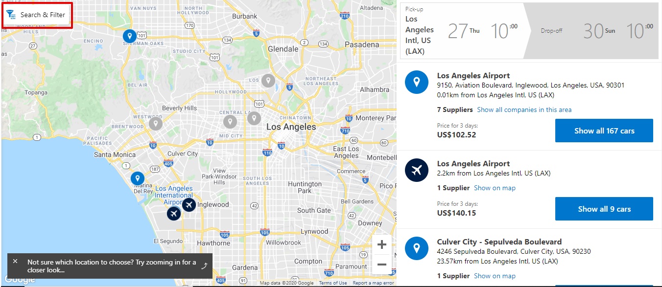 Booking.com search results