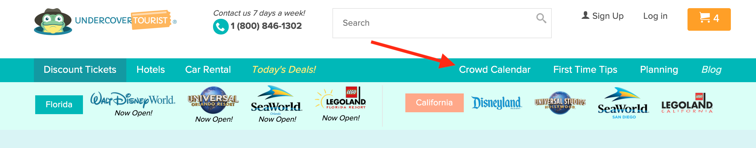 How to find the Crowd Calendar on Undercover Tourist