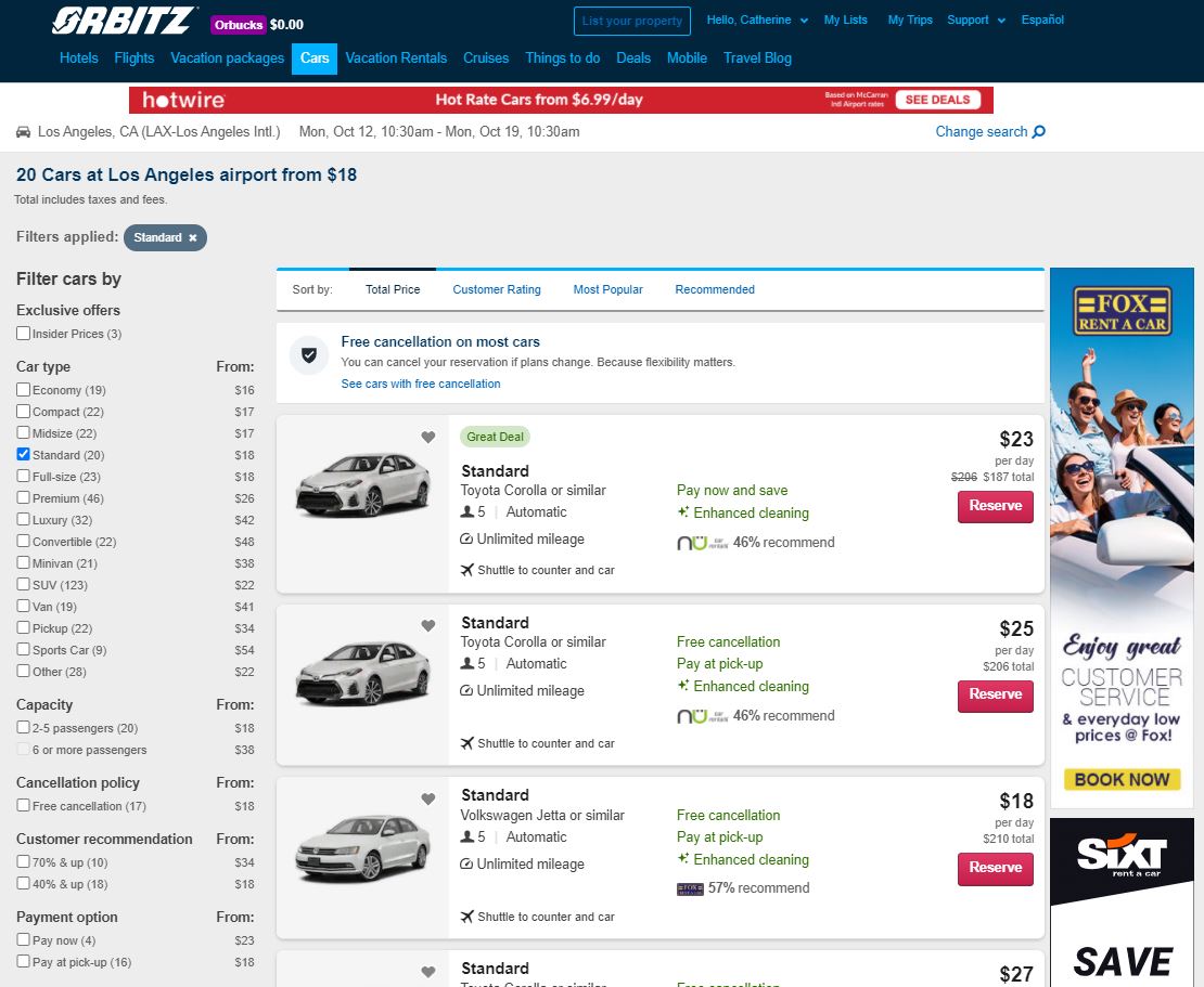 Orbitz Car Rental