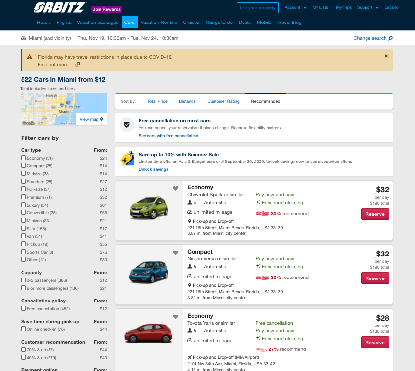 Orbitz Car Rental