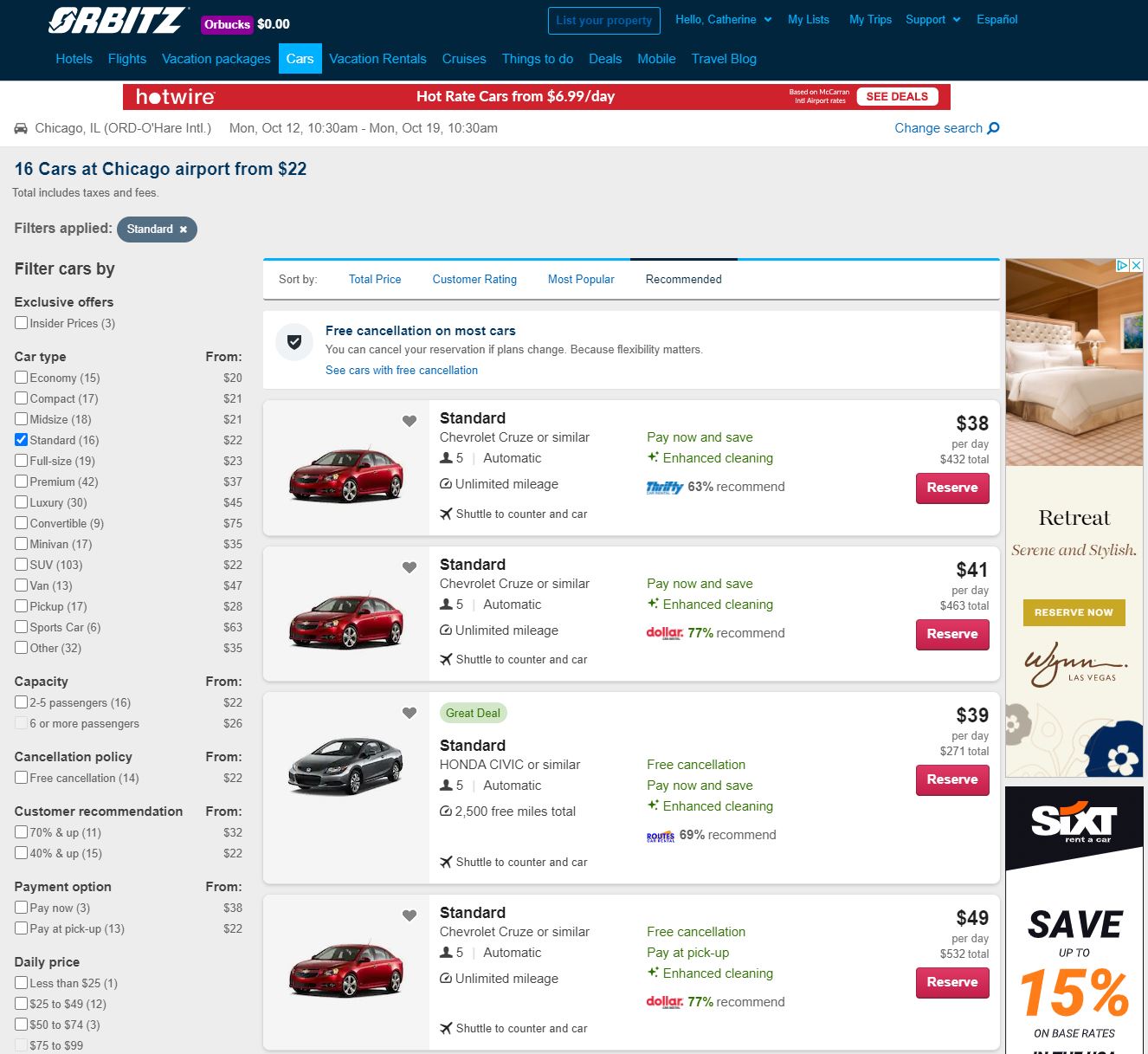Orbitz Car Rental