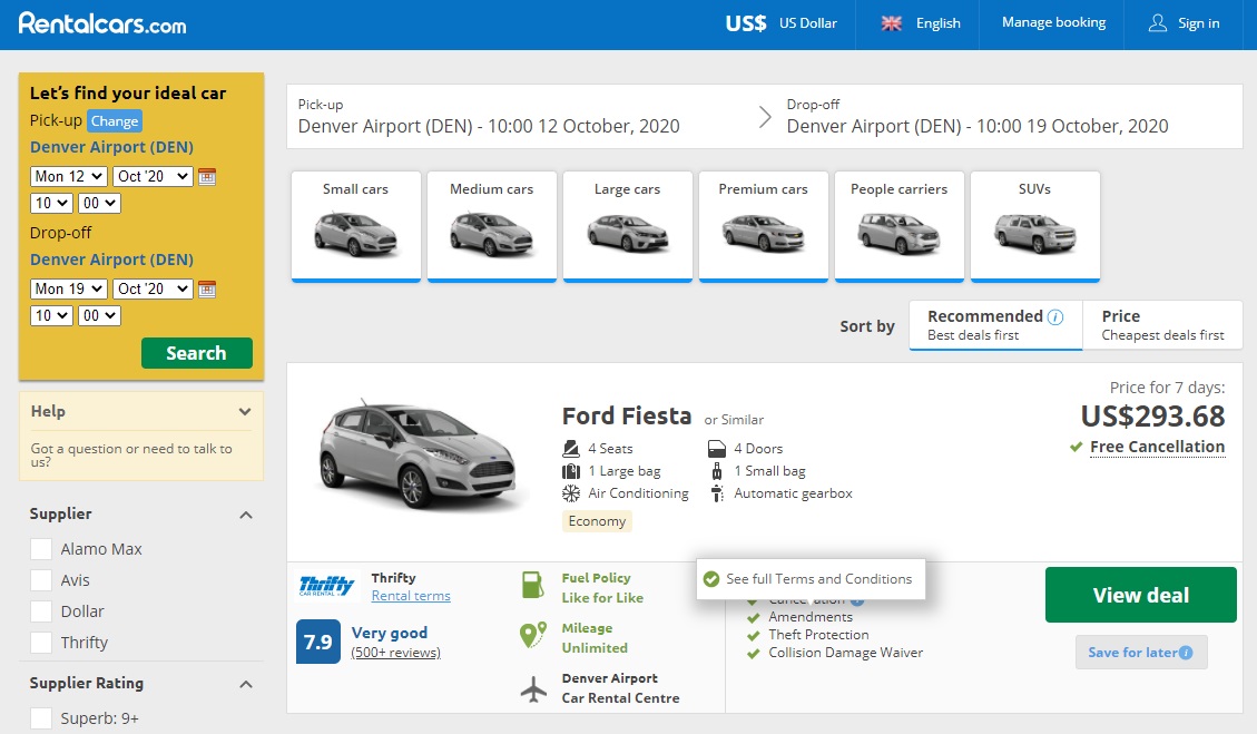 Rentalcars Denver