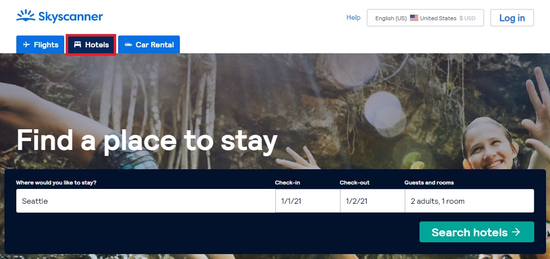 Skyscanner hotels home