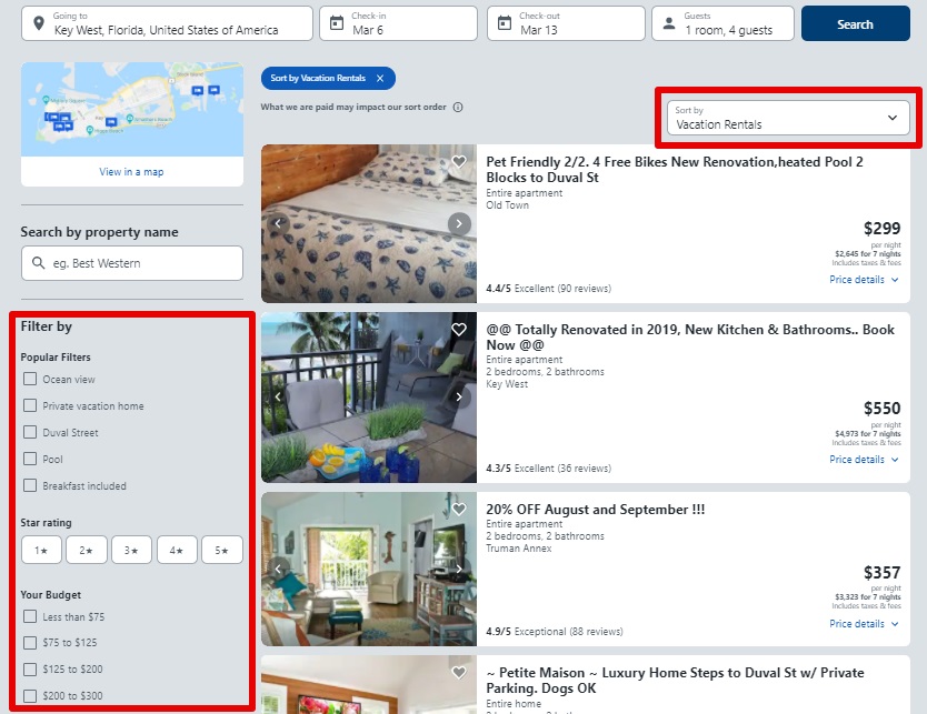 Travelocity Vacation Rentals Search
