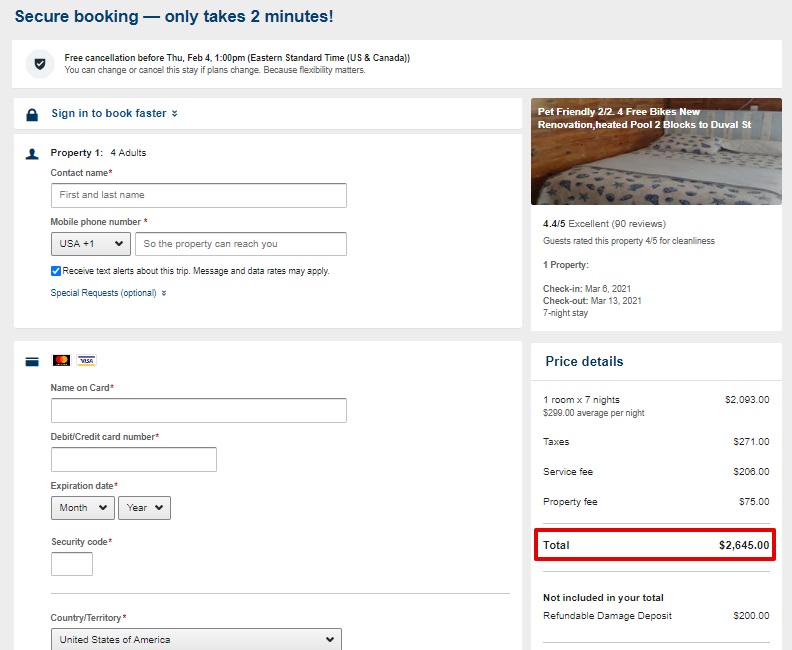 Travelocity Vacation Rentals Total