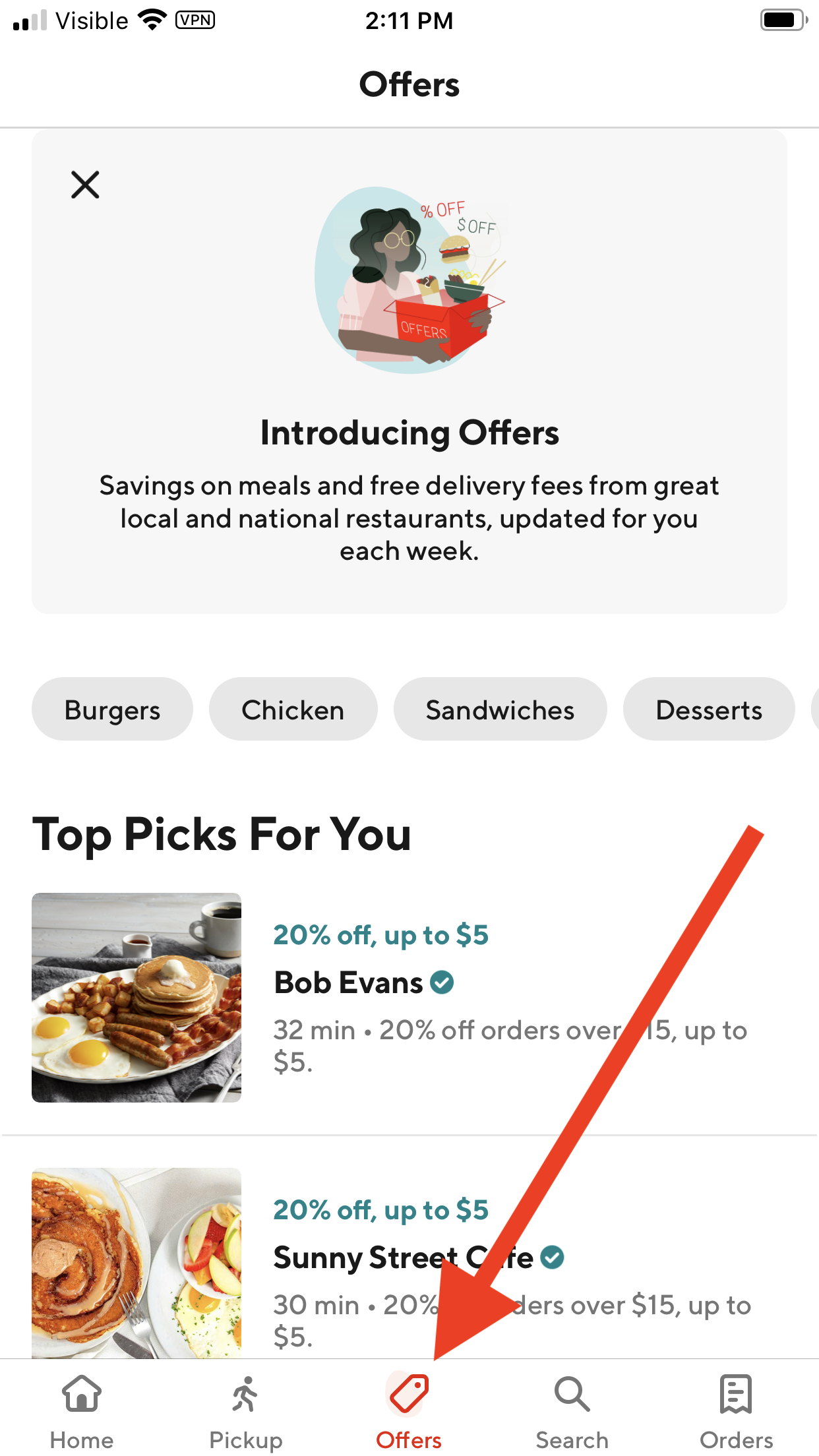 DoorDash mobile Offers