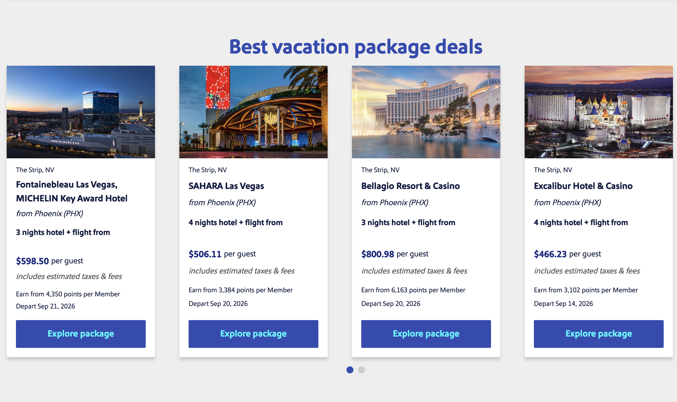 Getaways by southwest vegas packages
