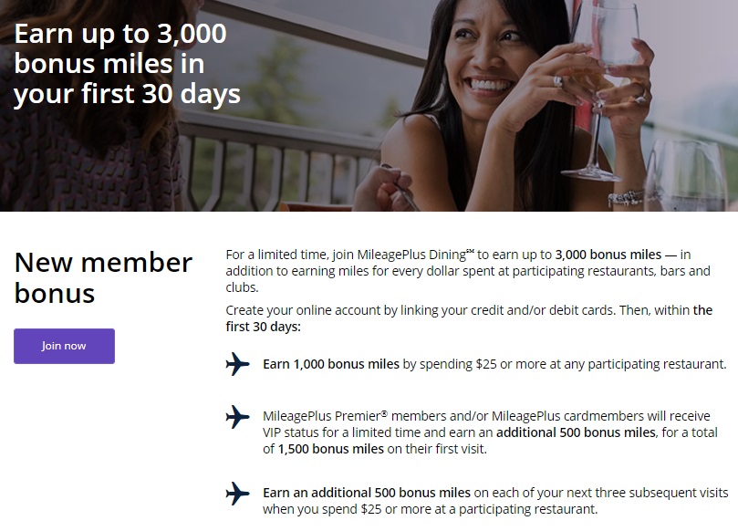 MileagePlus Dining New Member Bonus