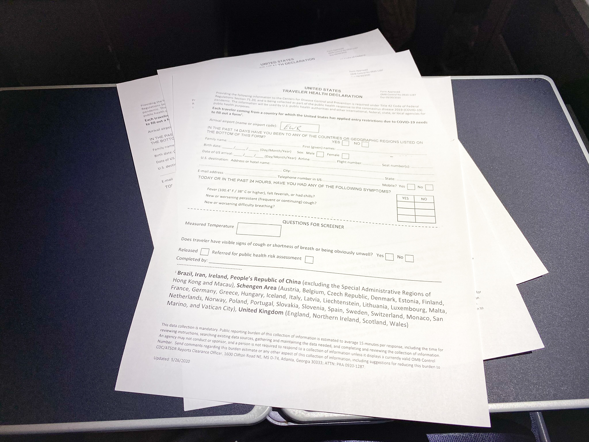 United States Health Declaration Form