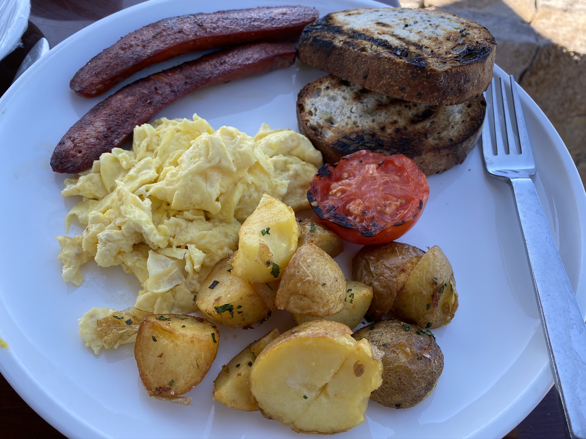 Ventana Big Sur an Alila Resort Sur House Ventana breakfast with Smokehouse hot link