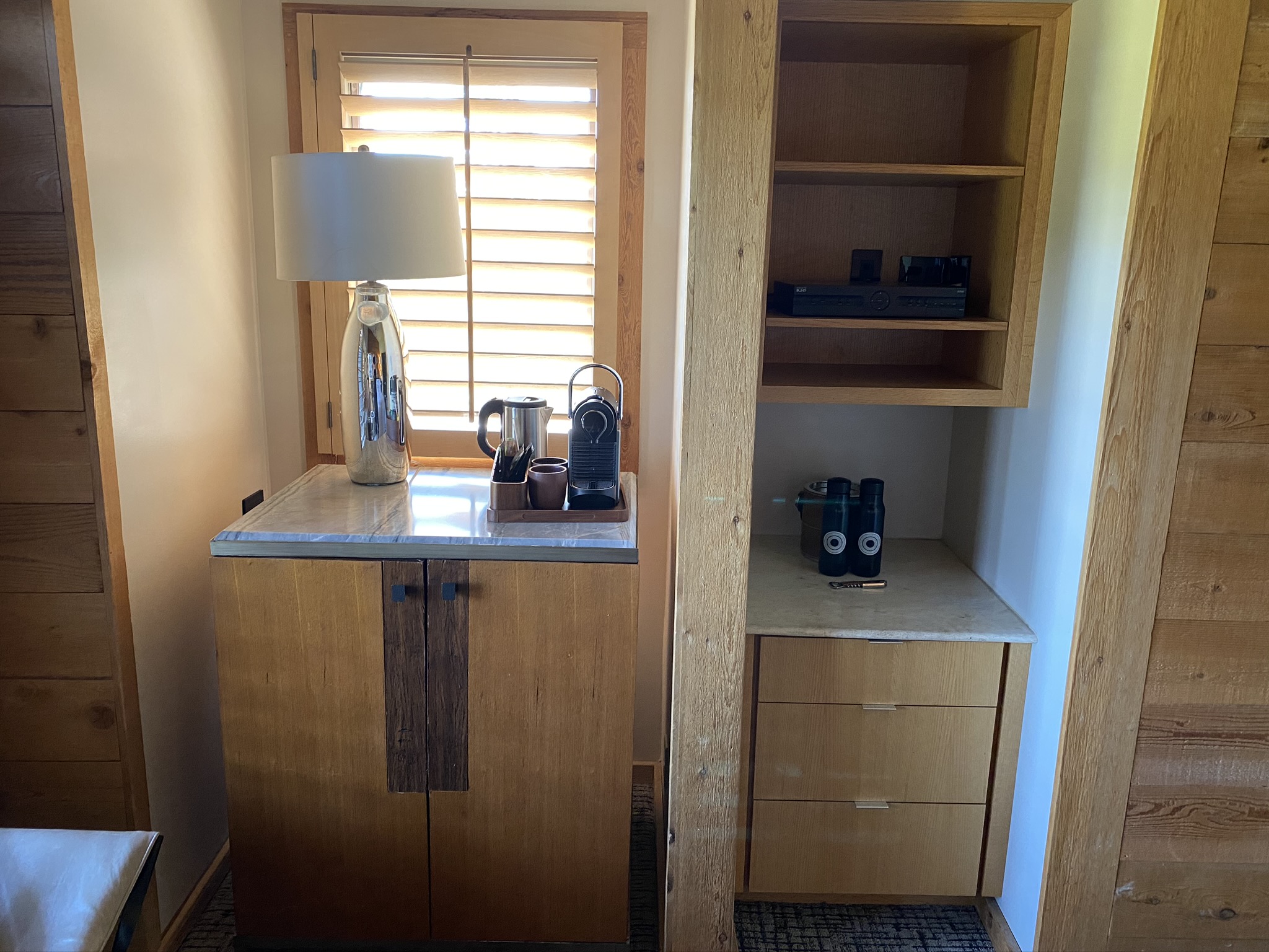 Ventana Big Sur an Alila Resort Ventana fireplace guestroom minibar and coffee nook
