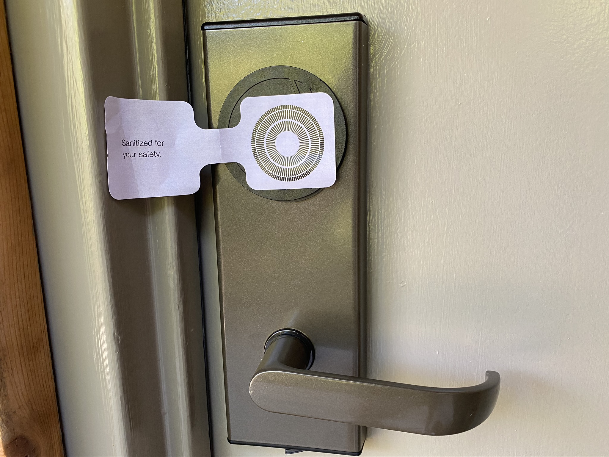 Ventana Big Sur an Alila Resort room sanitzation sticker