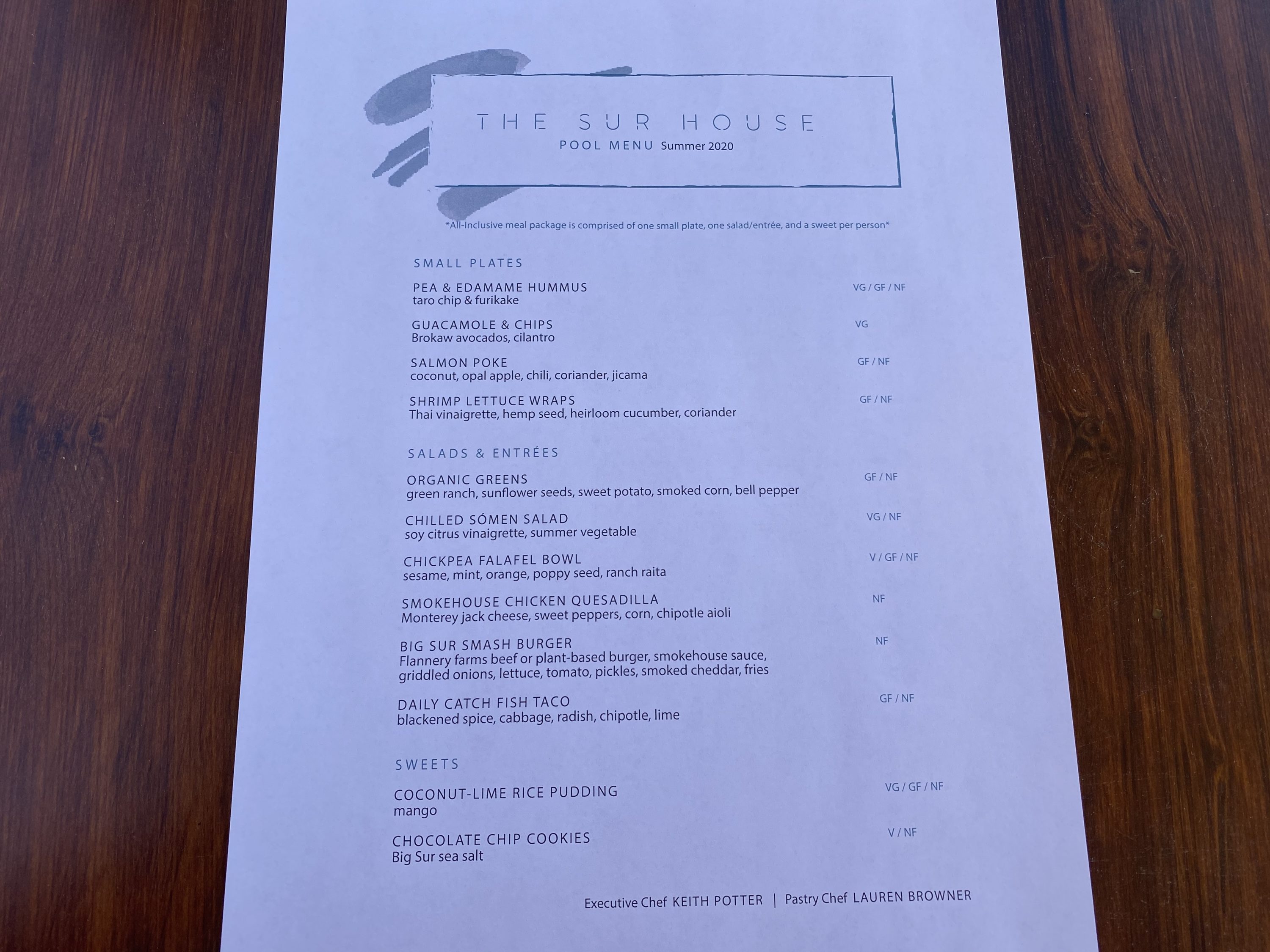 Ventana Big Sur an Alila Resort sun deck poolside dining menu