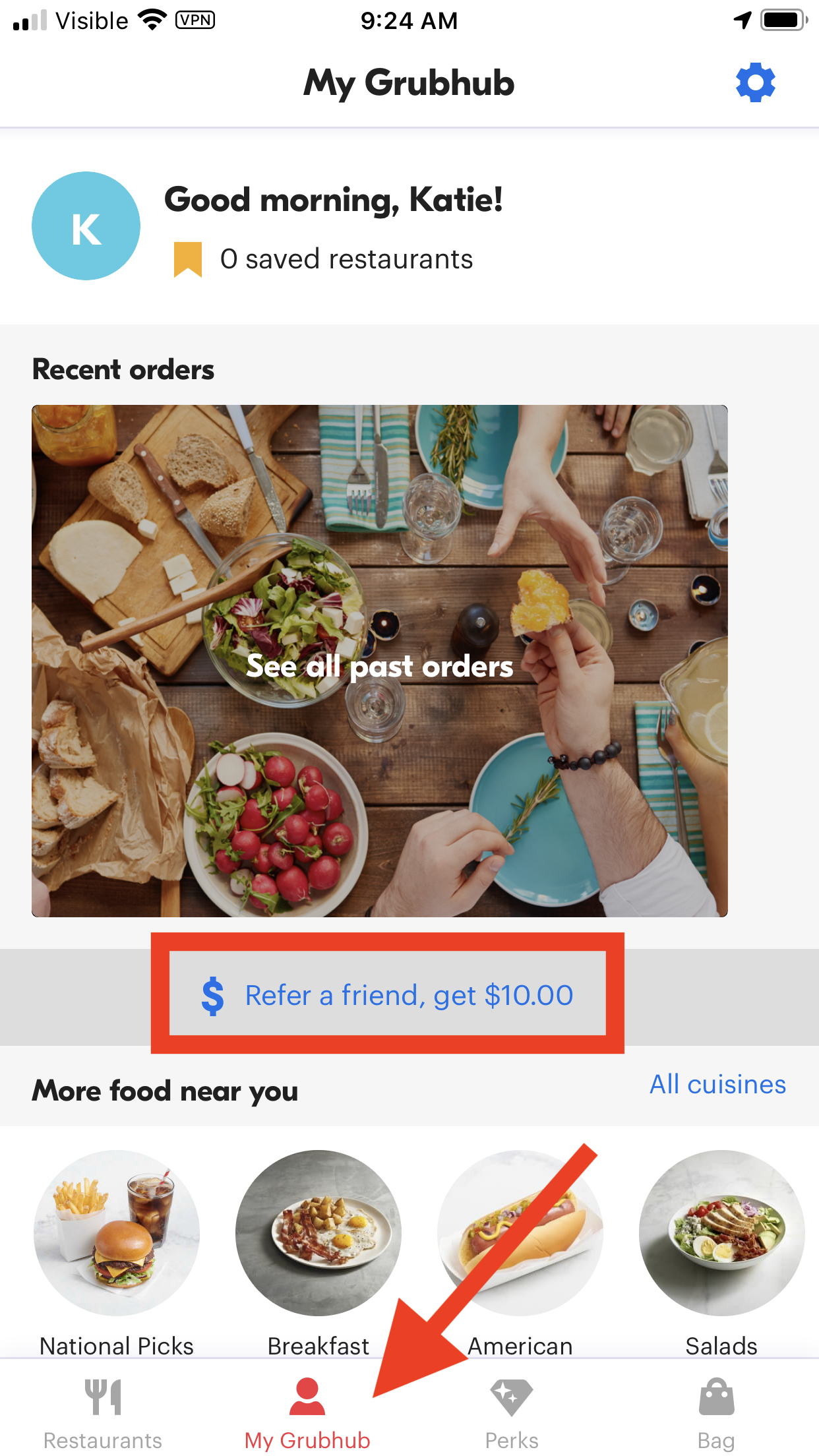 Grubhub Refer a Friend mobile app Grubhub Refer a Friend mobile app