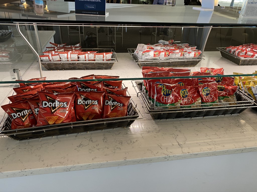 United Club EWR Cookies snack Doritos