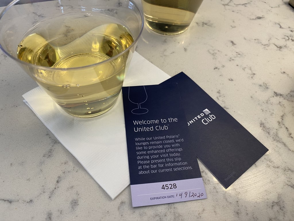 United Club EWR Newark premium wine Rombauer Chardonnay
