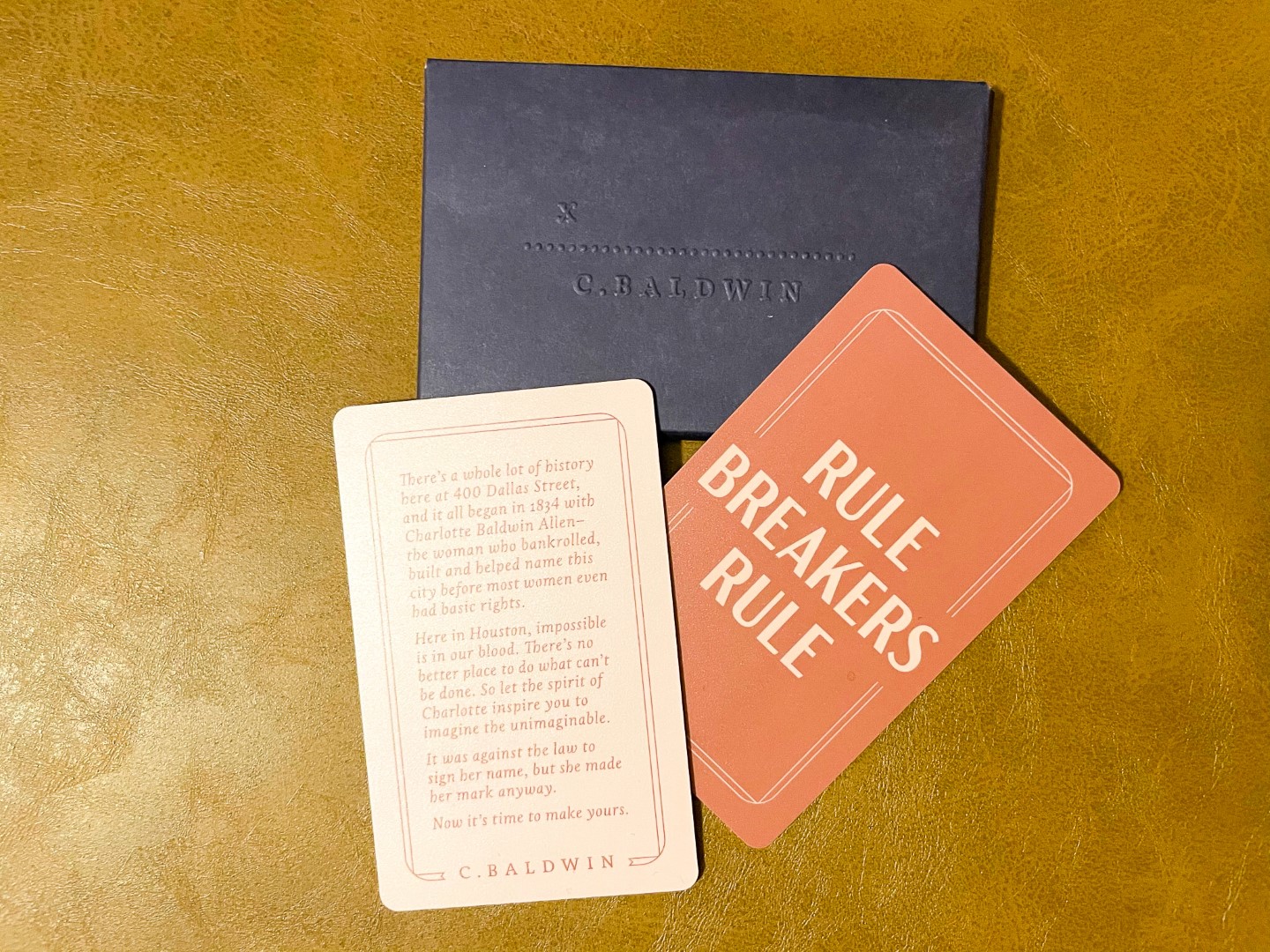 C. Baldwin Curio Collection Hilton Hotel in Houston Texas room keys