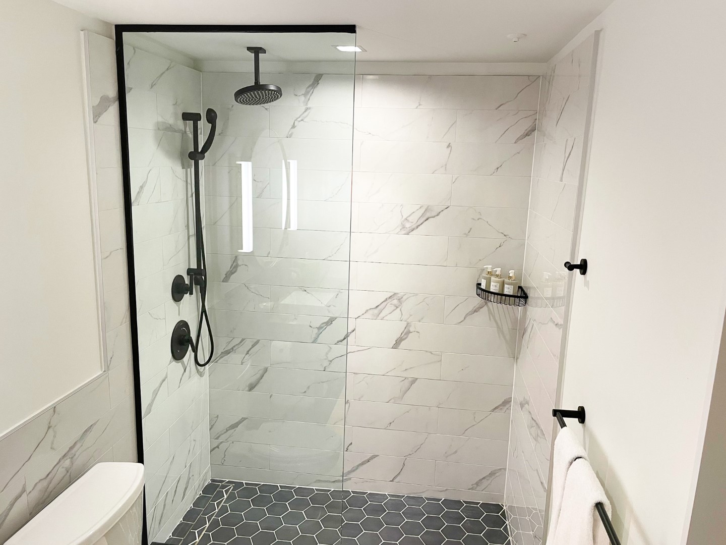 C. Baldwin Curio Collection Hilton Hotel in Houston Texas shower