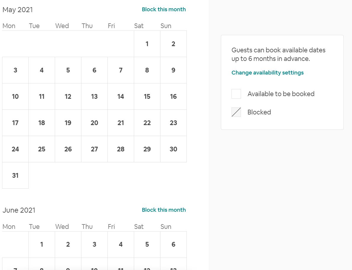 AirBnB Calendar Availability