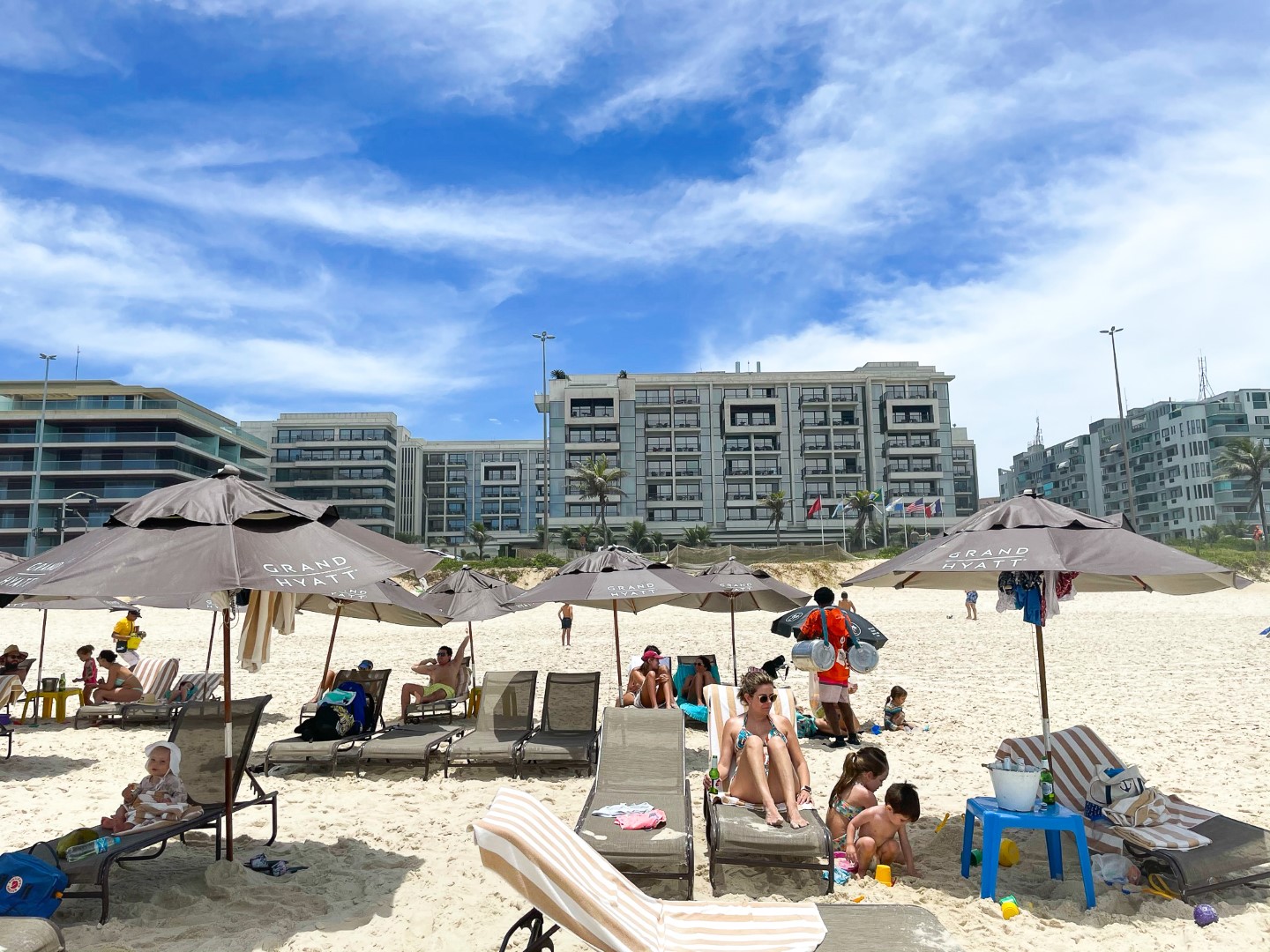 Beach chairs and umbrellas at Grand Hyatt Rio de Janeiro