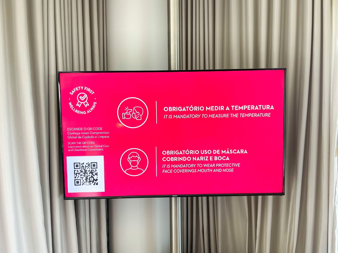 Grand Hyatt Rio de Janeiro TV with coronavirus protocols