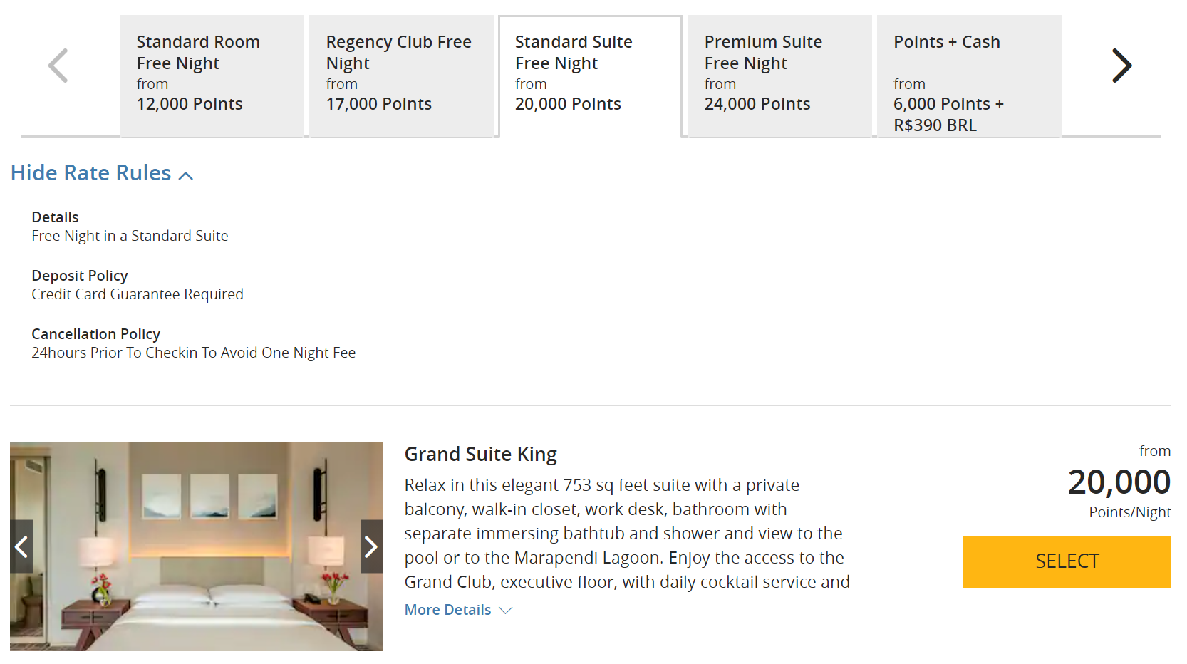 Grand Hyatt Rio points rates