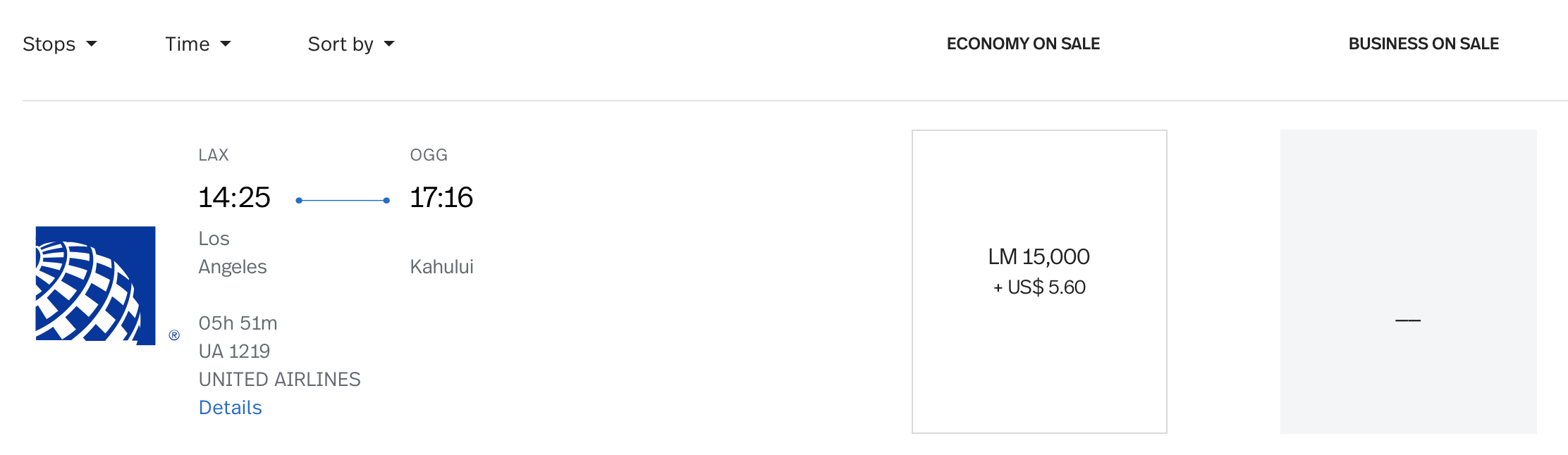 Lifemiles United flights