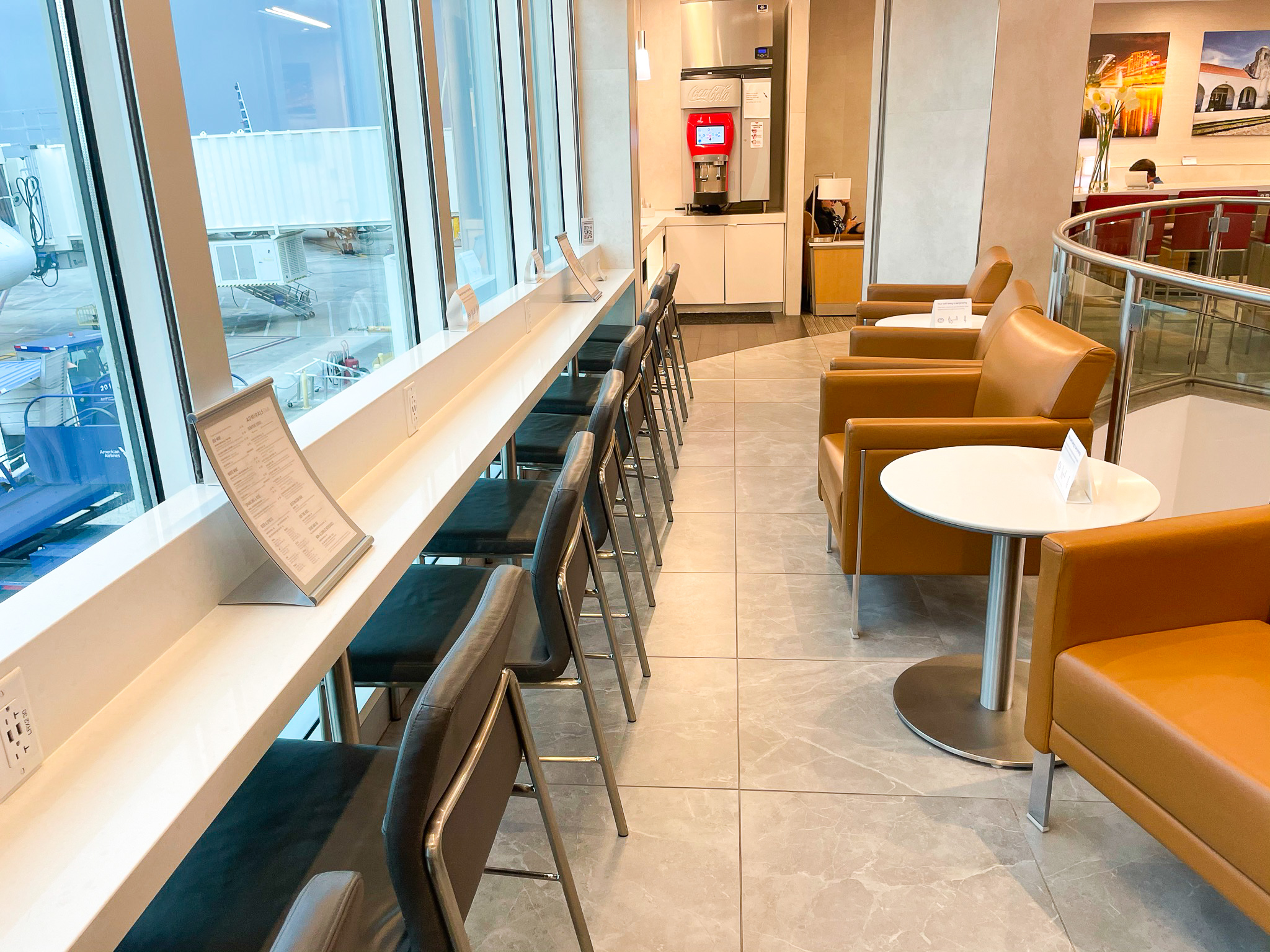 American Airlines Admirals Club at Orlando MCO seating with a view