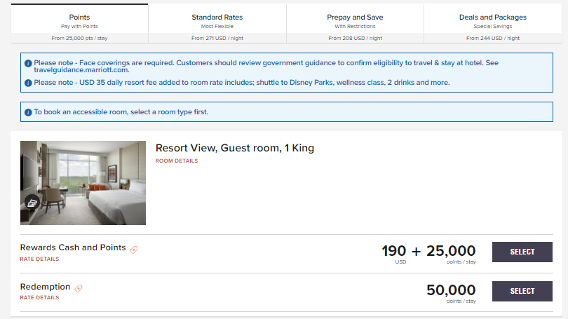 JW Marriott Bonnet Creek award rates