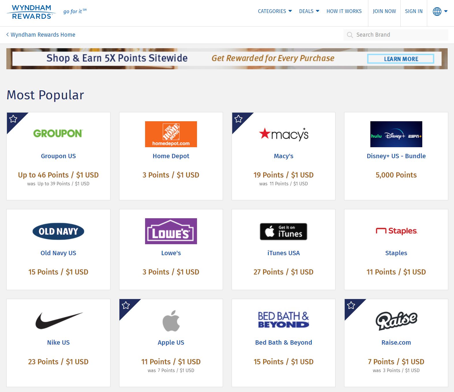 Wyndham Rewards Shopping Portal Most Popular Retailers
