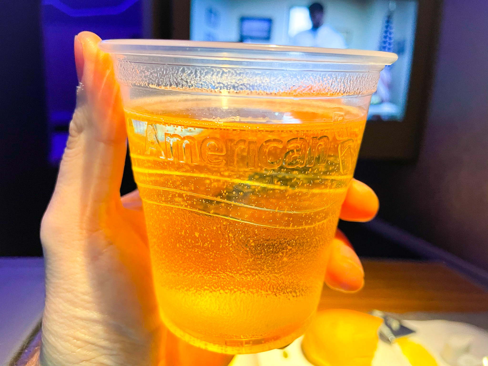 American Airlines 777 Flagship Business Class Champagne