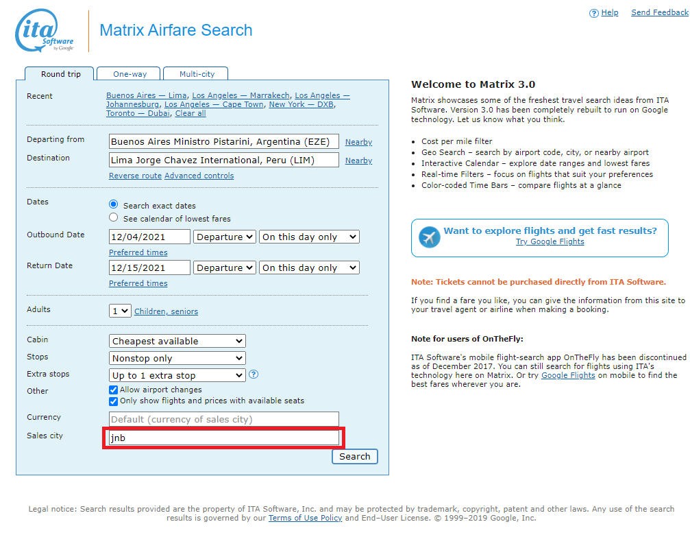 LATAM EZE LIM ITA Matrix