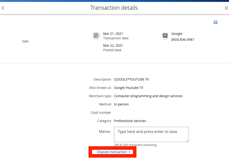 Chase transaction dispute