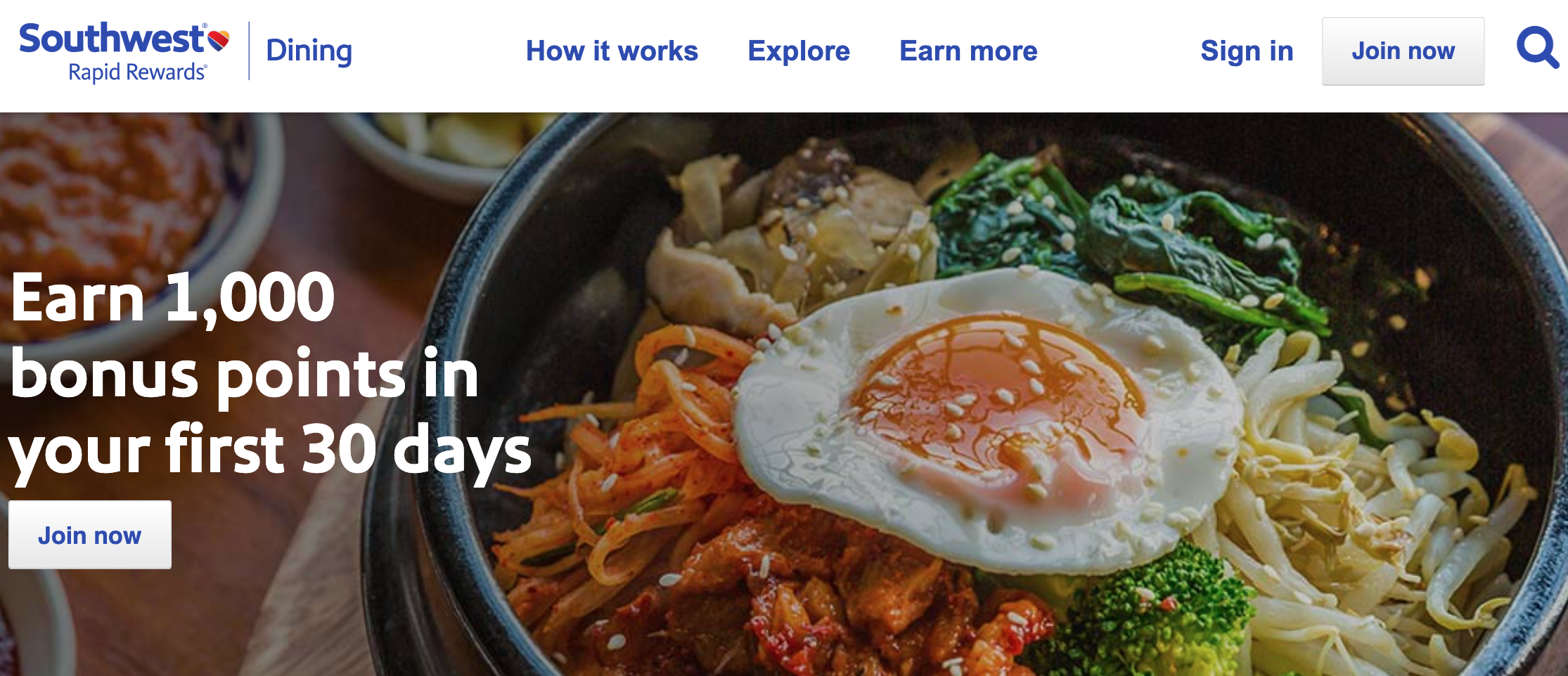 Southwest Rapid Rewards dining