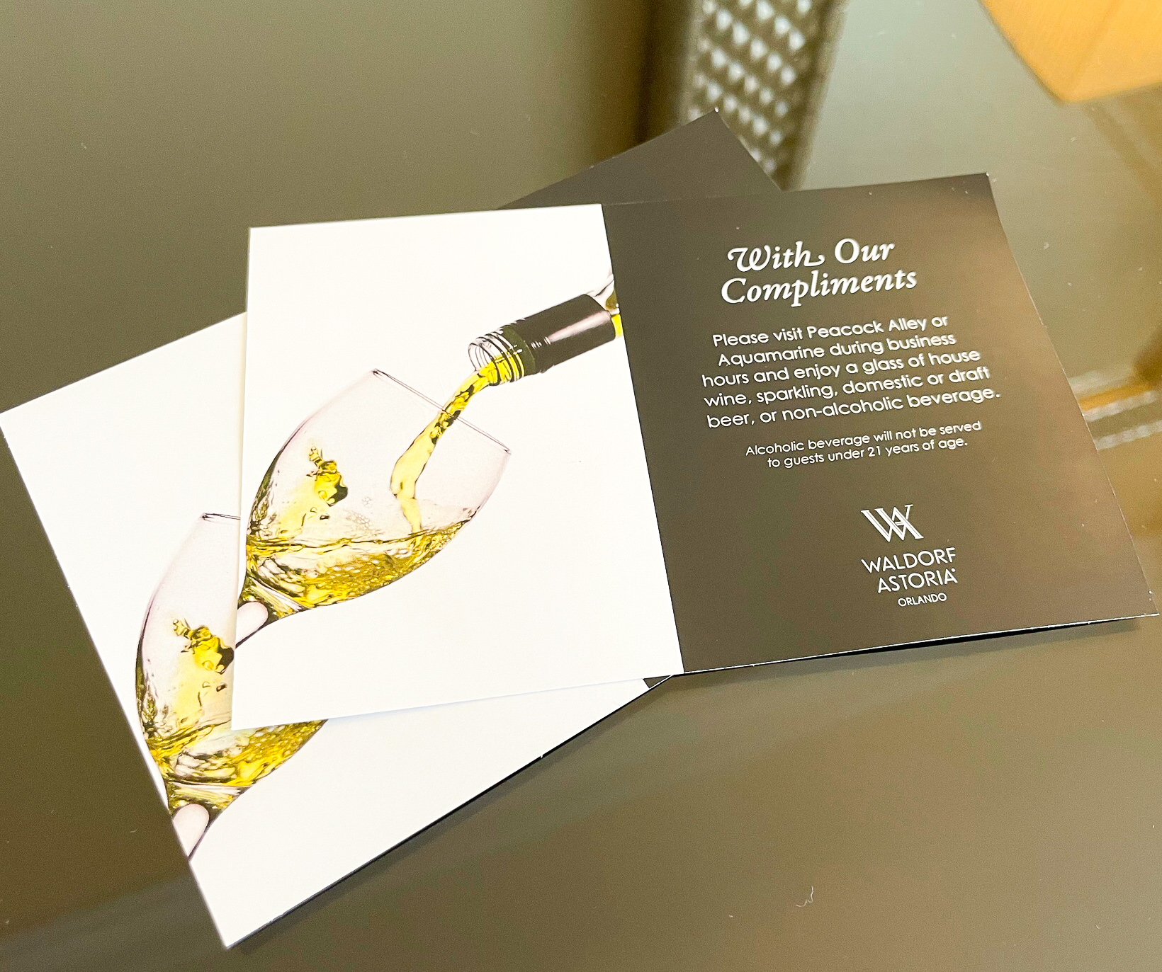 Waldorf Astoria Orlando drink voucher