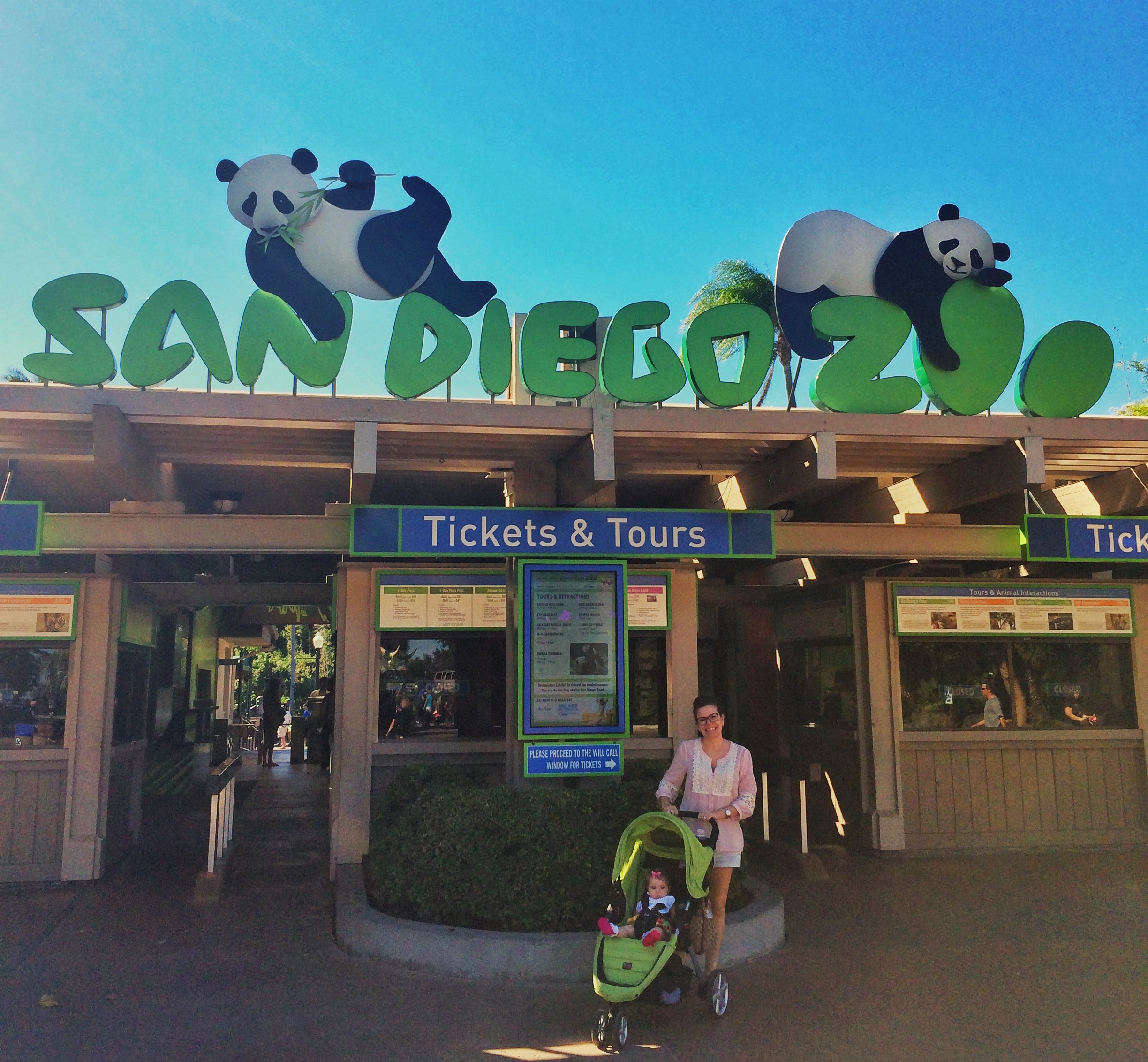 Baby and mom with stroller at San Diego Zoo